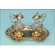 Antique Gilt-Silver Cruets with Enamels. France, 19th Century
