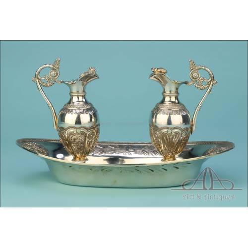 Antique Solid-Silver Liturgical Cruet Set. France, 19th Century