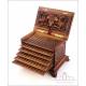 Antique Hand-Carved Humidor or Fountain-Pen Classifier. 19th Century