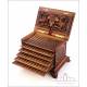 Antique Hand-Carved Humidor or Fountain-Pen Classifier. 19th Century