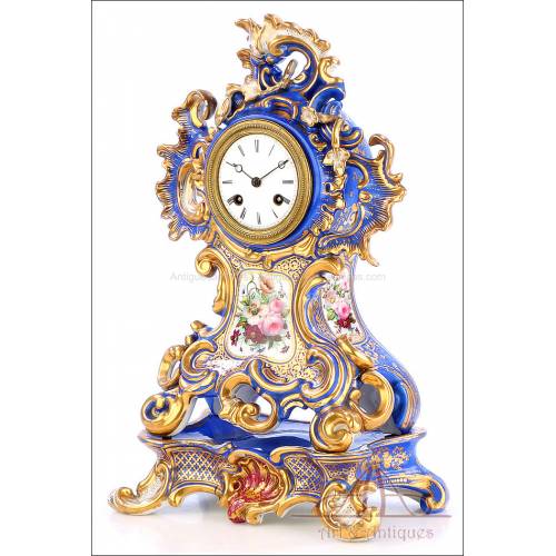 Antique Old Paris Porcelain Clock. France, Circa 1840