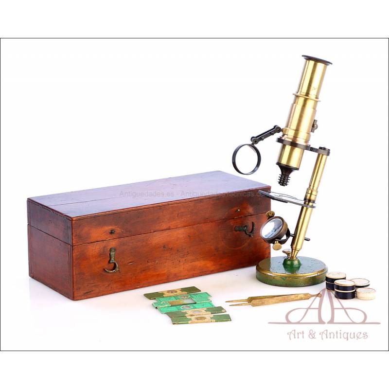 Antique Portable Microscope with Accessories. Circa 1900