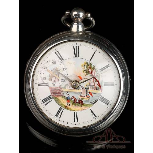 Antiguo Reloj de Bolsillo Catalino Autómata de Plata. Joseph White. Londres, 1886