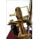 Antique English Brass Sextant. T. Hemsley & Son. London, England, 19th Century