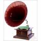 Antique and Beautiful Gramophone with Wooden Horn. Switzerland, 1915