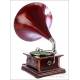 Antique and Beautiful Gramophone with Wooden Horn. Switzerland, 1915