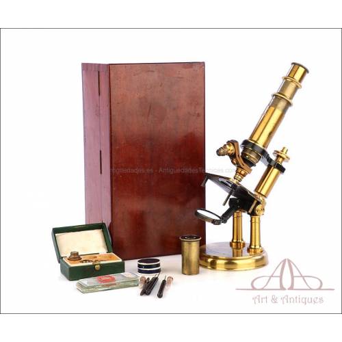 Very Rare Antique Constant Verick Microscope, Model 6. France, 1880