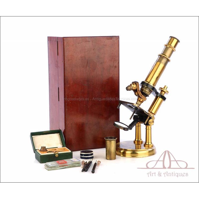 Muy Raro Microscopio Antiguo Constant Verick, Modelo 6. Francia, 1880