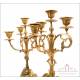 Antique Bronze Mantel Clock and Candelabra Set. Japy Freres. France, Circa 1900