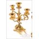 Antique Bronze Mantel Clock and Candelabra Set. Japy Freres. France, Circa 1900