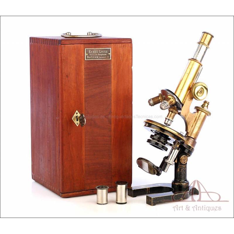Antiguo Microscopio Leitz Wetzlar con Estuche. Alemania, 1908