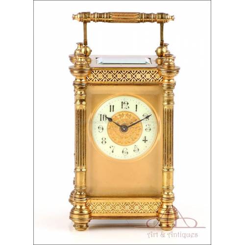 Antique Gorgeous Carriage Clock or Officers Clock. France, Circa 1900