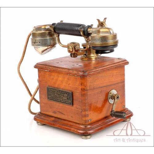 Precioso Teléfono Antiguo de Sobremesa Francés Modelo 1910. Francia, 1925