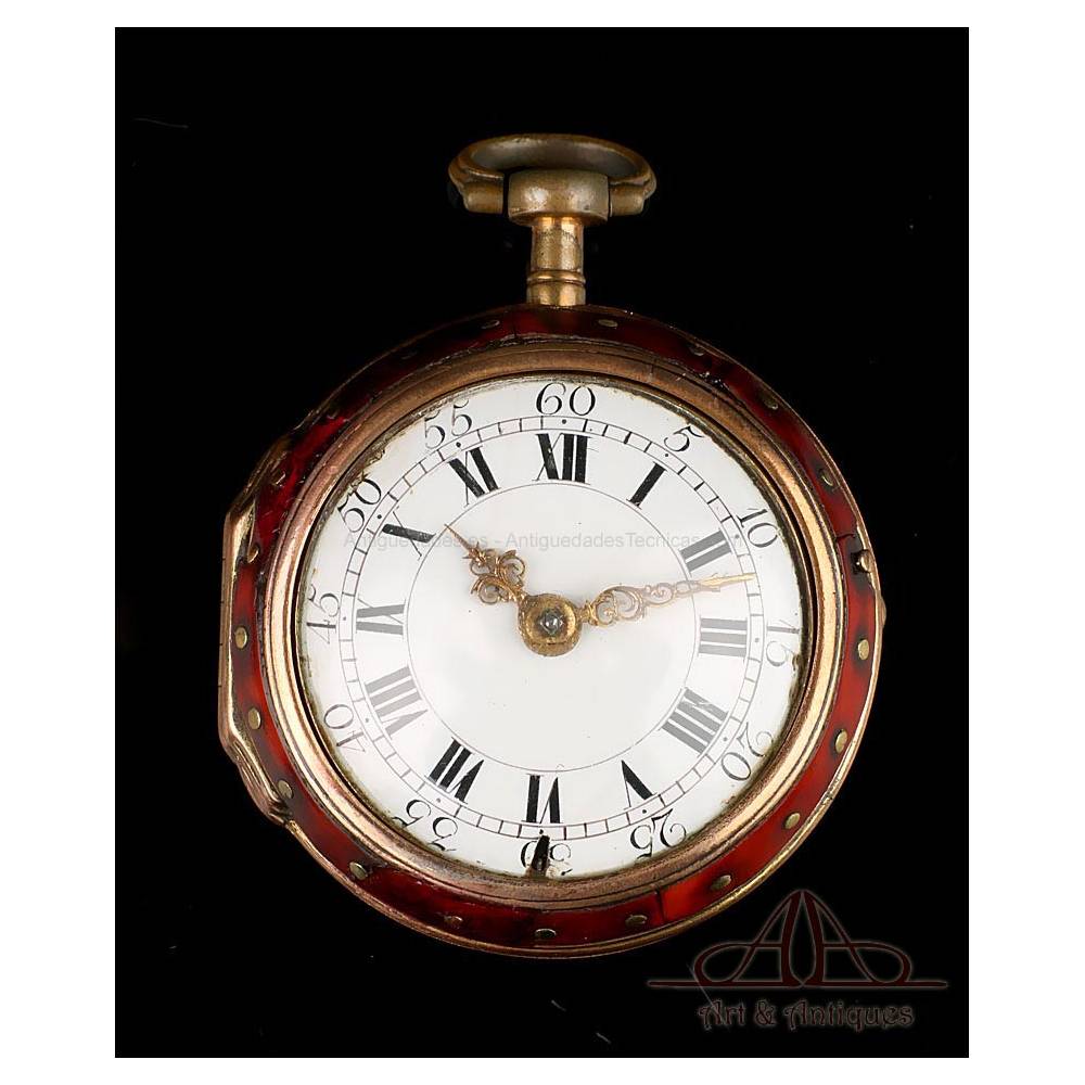 Antique erge Fusee Pocket Watch. Pair Cased. England Circa 1750