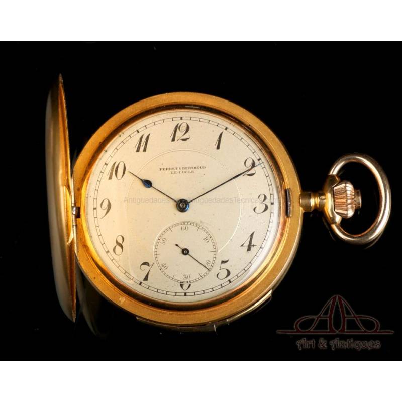 Antique Minute-Repeating 18K Gold Pocket Watch. Perret & Berthoud. Switzerland, Circa 1920