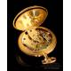 Reloj de Bolsillo Antiguo Le Coultre Para Señora. Oro 18K y Diamantes. Circa 1890