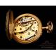 Reloj de Bolsillo Antiguo Le Coultre Para Señora. Oro 18K y Diamantes. Circa 1890