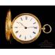 Reloj de Bolsillo Antiguo para Señora en Oro de 18K. M. Bolviller. Francia, circa 1860