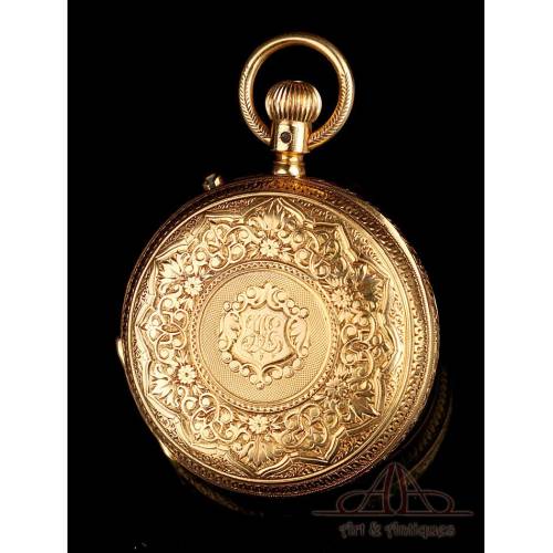 Antiguo Reloj de Bolsillo en Oro de 18K. Thomas Russell. Inglaterra, 1879