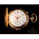 Antique Invicta Pocket Watch. Minute Repeater and Chrono. 18K Gold. Circa 1900