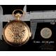Reloj de Bolsillo Antiguo Invicta. Sonería a Minutos y Crono. Oro 18K. Suiza, Circa 1900