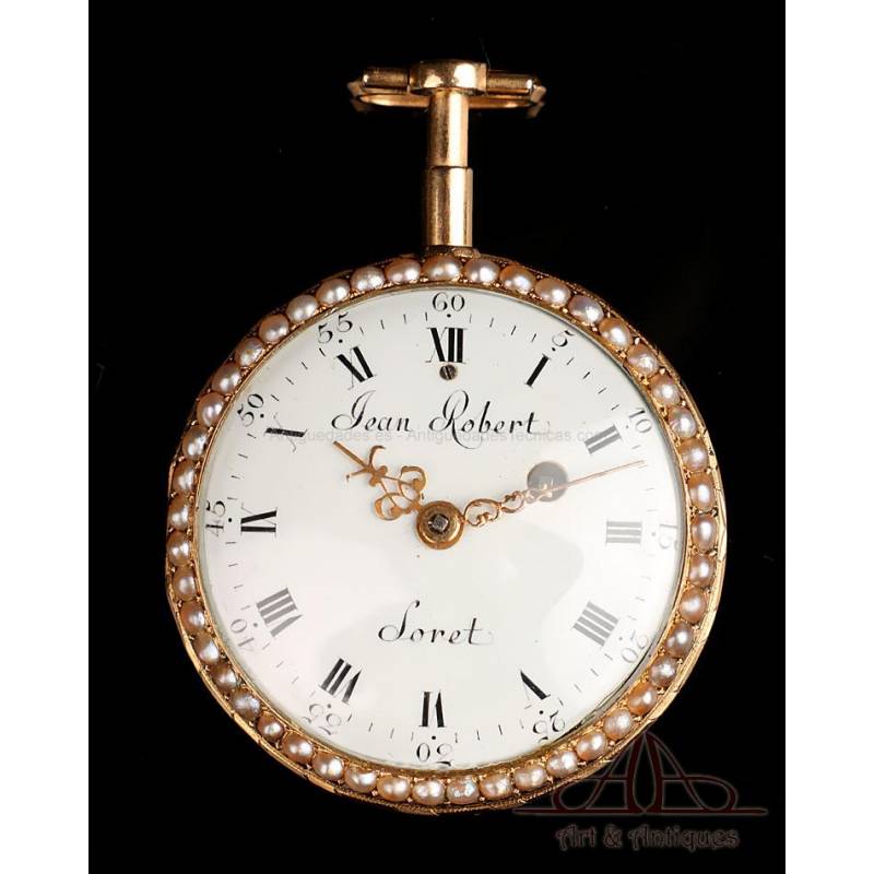Raro Reloj Catalino. Oro 18K. Sonería a Cuartos. Jean Robert. Suiza, Circa 1770