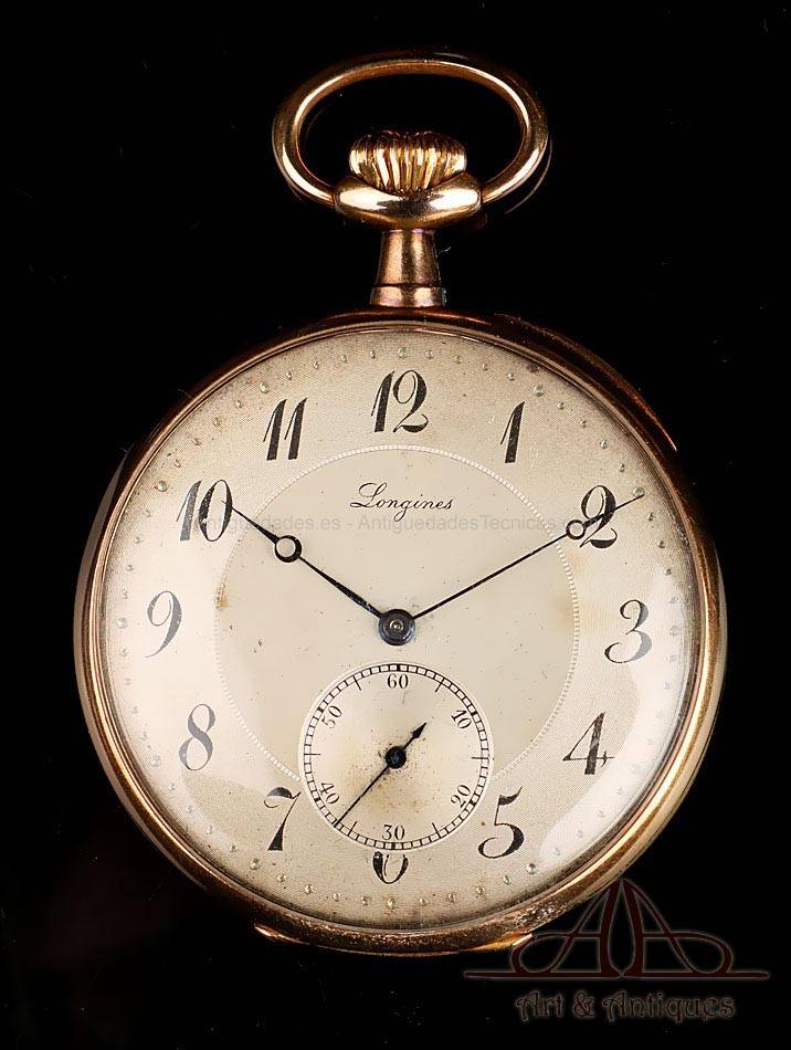 trabajo duro Comerciante itinerante Mm Antiguo Reloj de Bolsillo Longines. Oro de 18K. Suiza, 1930