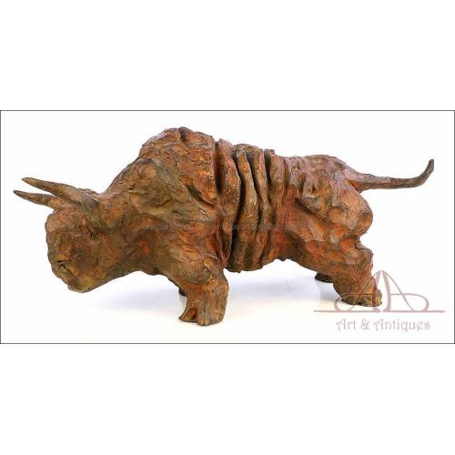 Bull. Big-Sized Bronze Sculpture by Joan Ripollés. Signed and Numbered IV/VIII