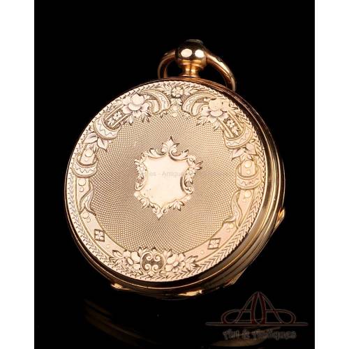 Antiguo Reloj de Bolsillo para Señora. Oro de 18K. Francia, Circa 1870