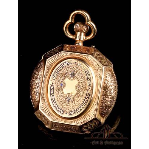 Gorgeous 14K Gold Ladies Pocket Watch. Perret & Cie. Switzerland, Circa 1880