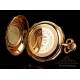 Gorgeous 14K Gold Ladies Pocket Watch. Perret & Cie. Switzerland, Circa 1880