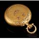 Antique Ladies Pocket Watch with 3-Colored 18K-Gold Casing. France, Circa 1900