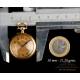 Antique Ladies Pocket Watch with 3-Colored 18K-Gold Casing. France, Circa 1900