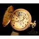 Antiguo Reloj de Bolsillo Para Señora en Oro de 18K de 3 colores. Francia, Circa 1900