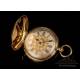 Beautiful Antique Pocket Watch. 3 Caps. 18K Gold. England, Circa 1870