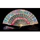 Antique Chinese Fan with Thousand Faces. Silver Gilded Rods and Enamels. S. XIX