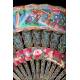 Antique Chinese Fan with Thousand Faces. Silver Gilded Rods and Enamels. S. XIX