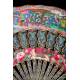 Antique Chinese Fan with Thousand Faces. Silver Gilded Rods and Enamels. S. XIX