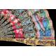 Antique Chinese Fan with Thousand Faces. Silver Gilded Rods and Enamels. S. XIX