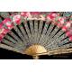 Antique Chinese Fan with Thousand Faces. Silver Gilded Rods and Enamels. S. XIX