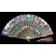 Antique Chinese Fan with Thousand Faces. Silver Gilded Rods and Enamels. S. XIX