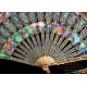 Antique Chinese Fan with Thousand Faces. Silver Gilded Rods and Enamels. S. XIX