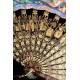 Antique Chinese Thousand Face Fan. Lacquered and Gilded Rods. S. XIX