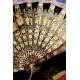 Antique Chinese Thousand Face Fan. Lacquered and Gilded Rods. S. XIX