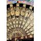 Antique Chinese Thousand Face Fan. Lacquered and Gilded Rods. S. XIX