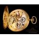 Fantástico Reloj de Bolsillo Longines en Oro de 18K. Suiza, Circa 1920