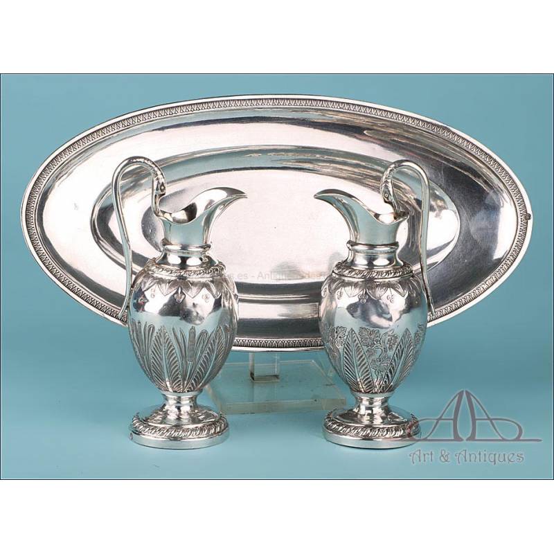 Very Antique Liturgical Silver Cruet Set. Paris, France, 1819-1838