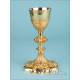 Spectacular Silver and Gilt Metal Chalice. France, Circa 1880