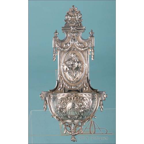 Antique Elaborated 18th-Century Silver Home Stoup. Ausburg, Germany, 1735