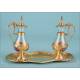 Striking Gilt Silver Cruet Set with Enamels. France, Circa 1870